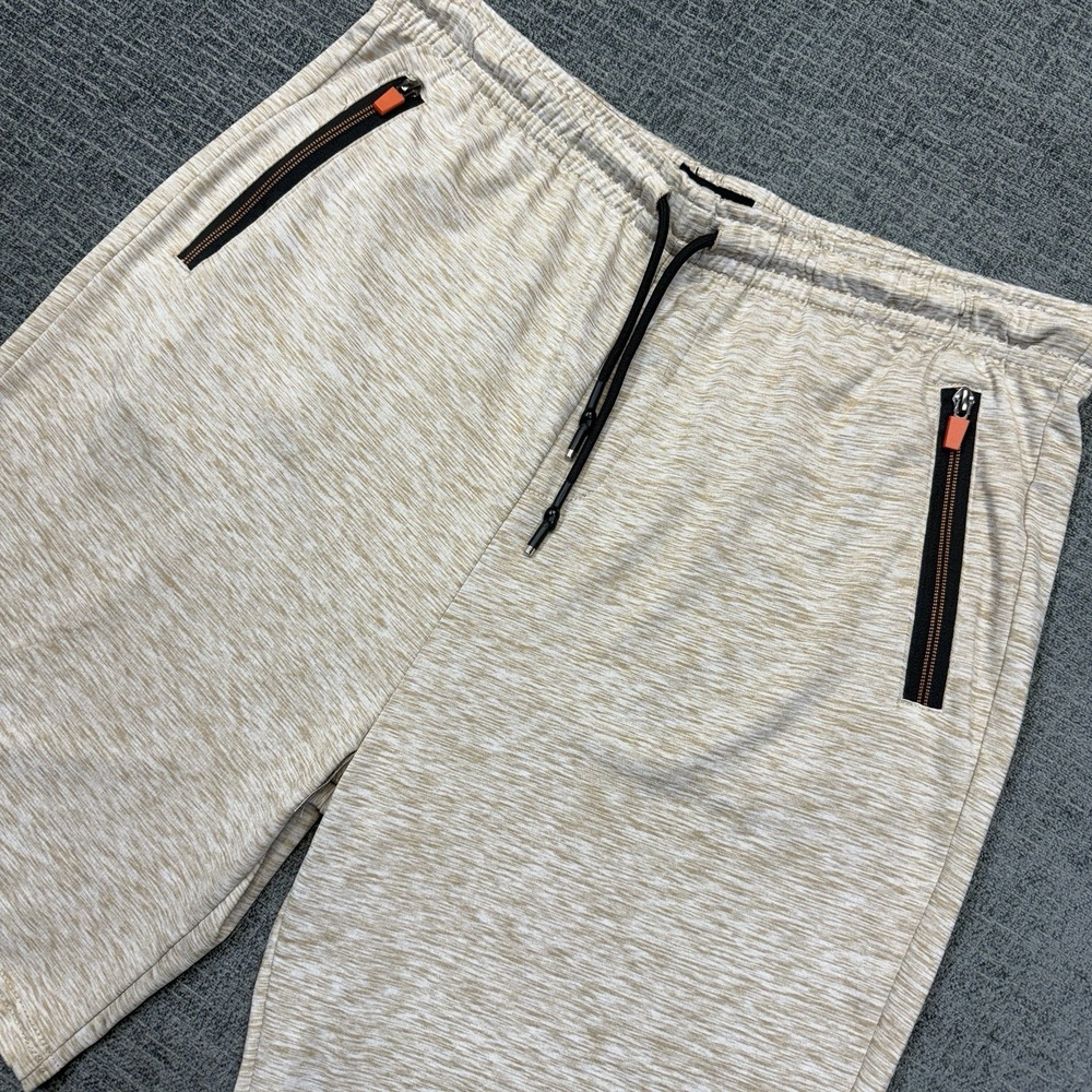 Public Rec Shorts Mens XL Oatmeal Athletic Stretch Drawstring Zip‎ Pockets